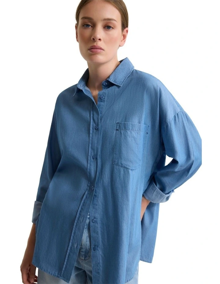 Demi Denim Shirt in Blue image 4