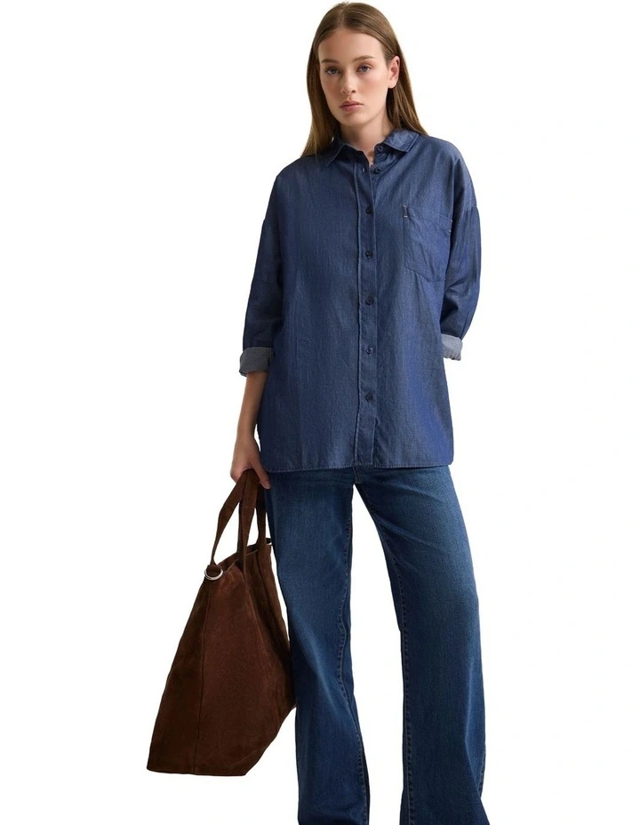 Demi Denim Wash Shirt in Indigo image 4