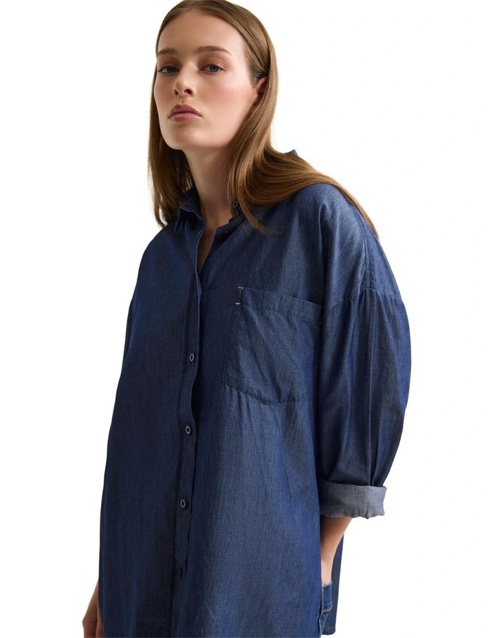Demi Denim Wash Shirt in Indigo image 7