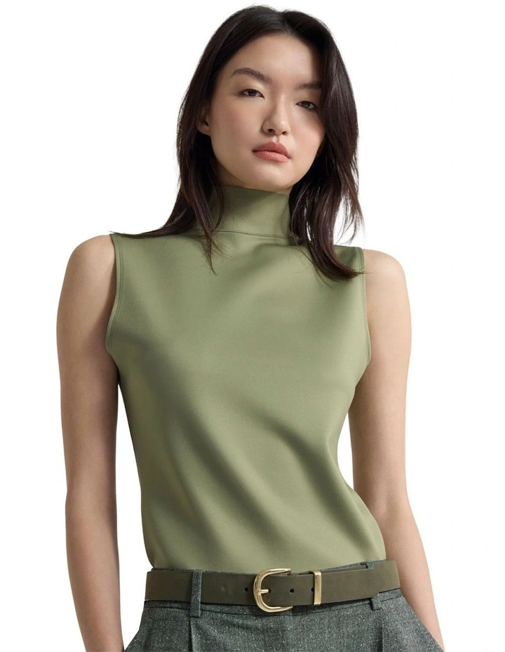 Laura Stretch Knit Top in Olive image 4