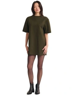 Miranda Stretch Knit Ponti Dress in Dark Olive