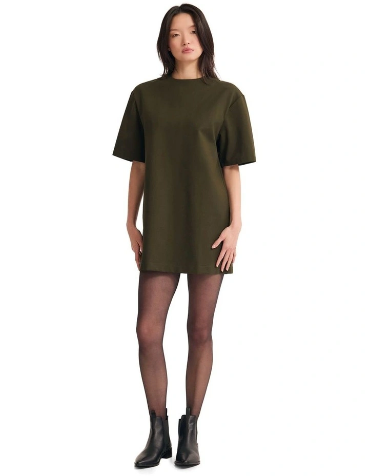Miranda Stretch Knit Ponti Dress in Dark Olive image 1