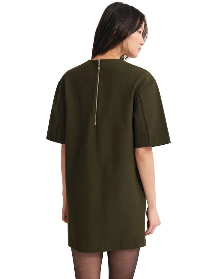 Miranda Stretch Knit Ponti Dress in Dark Olive image 2