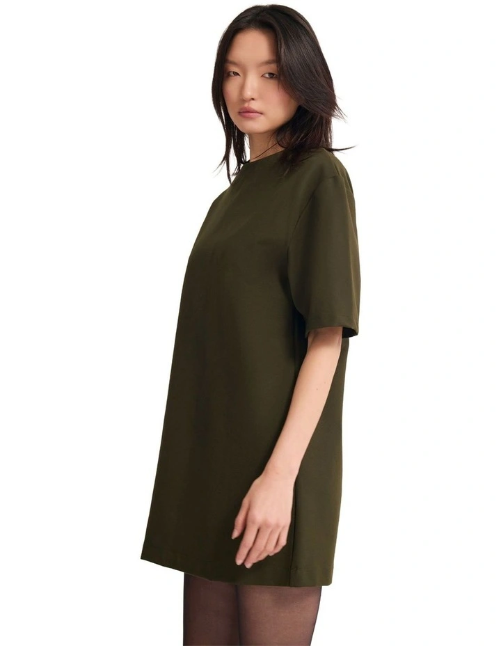 Miranda Stretch Knit Ponti Dress in Dark Olive image 3