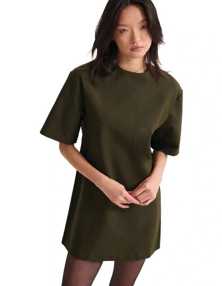Miranda Stretch Knit Ponti Dress in Dark Olive image 4