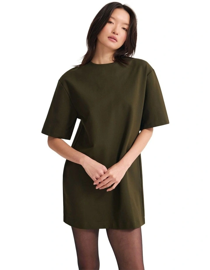 Miranda Stretch Knit Ponti Dress in Dark Olive image 5