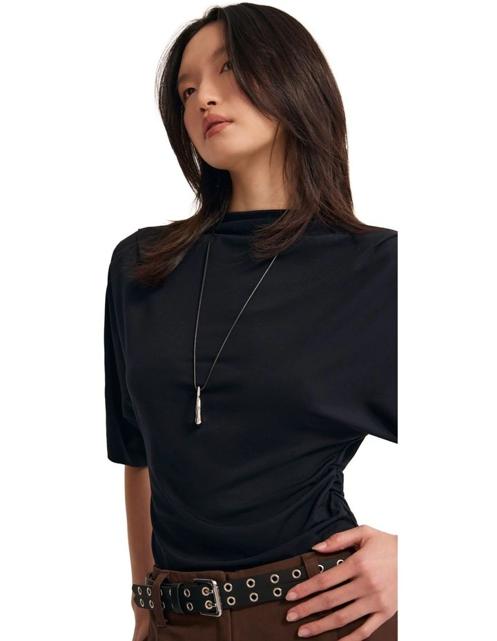 Rosie Stretch Jersey Top in Black image 4