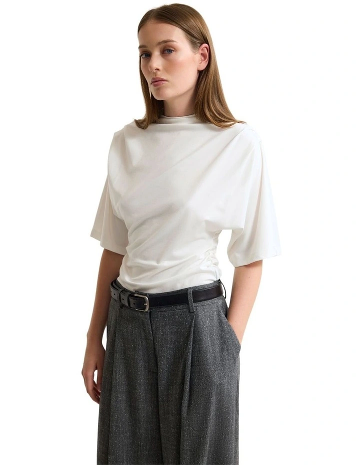 Rosie Stretch Jersey Top in White image 3