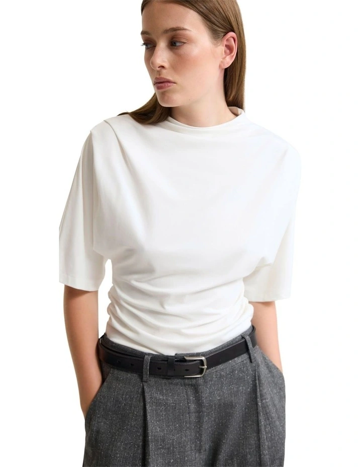 Rosie Stretch Jersey Top in White image 4