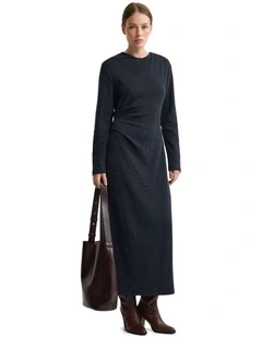 Hartley Jacquard Stripe Knit Dress in Navy