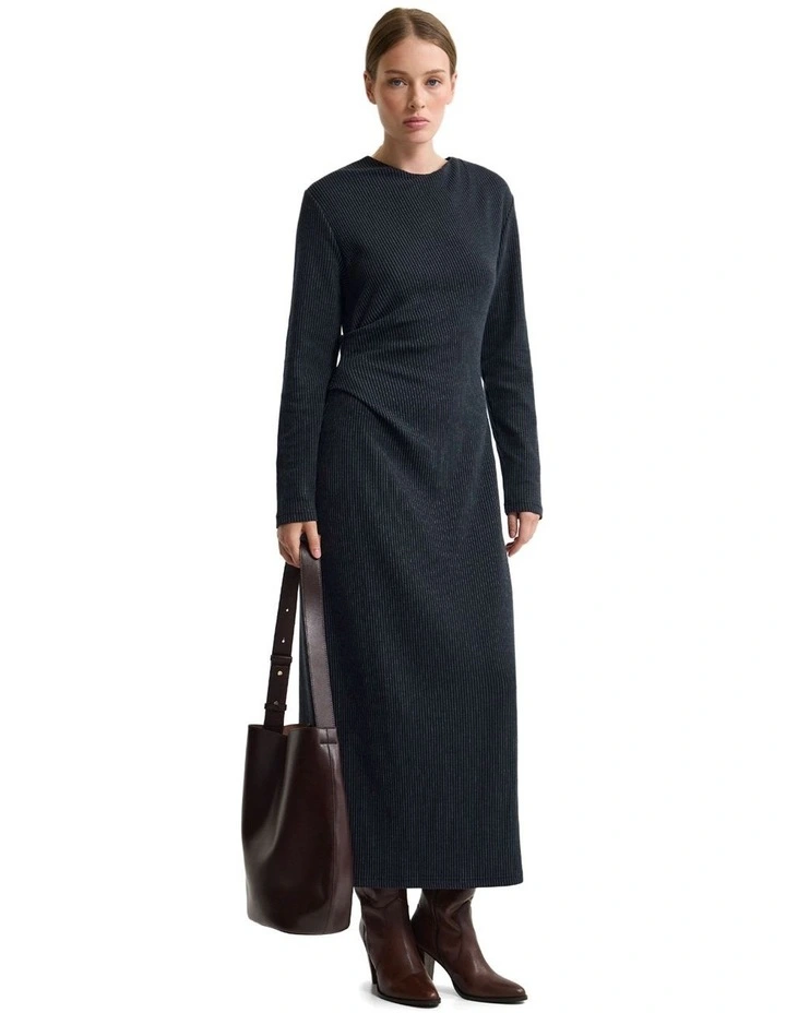 Hartley Jacquard Stripe Knit Dress in Navy image 1