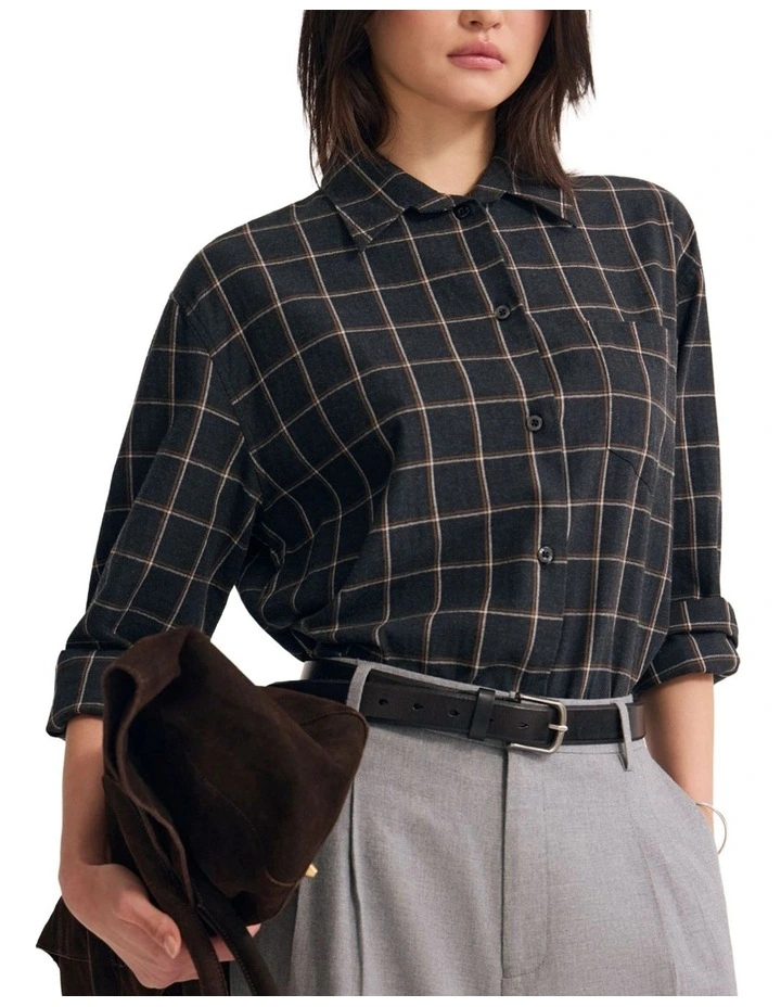 Hailey Checked Shirt in Charcoal image 3
