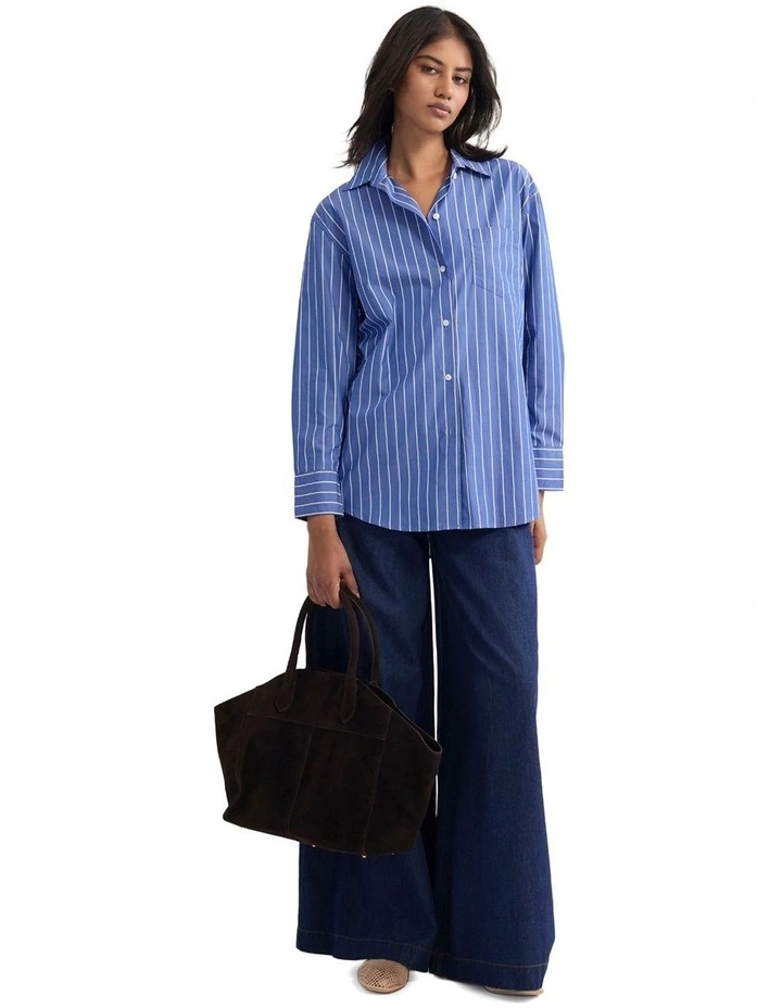 Hailey Striped Euro Fabric Shirt in Blue image 5