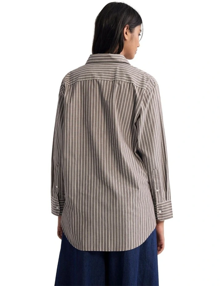 Hailey Striped Euro Fabric Shirt in Brown image 2