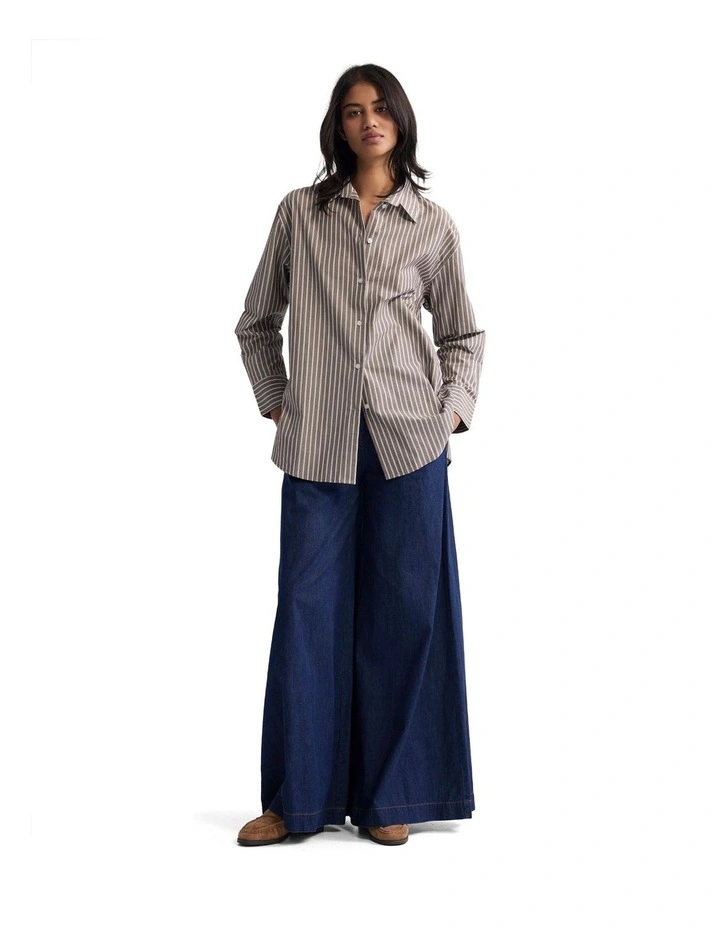 Hailey Striped Euro Fabric Shirt in Brown image 5