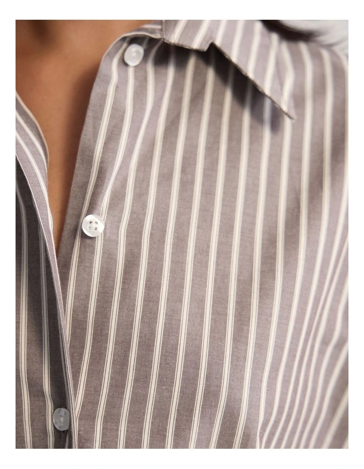 Hailey Striped Euro Fabric Shirt in Brown image 7
