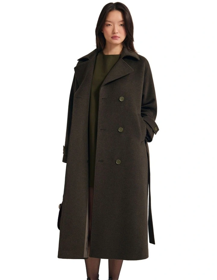 Gemma Wool Rich Trench Coat in Olive image 5