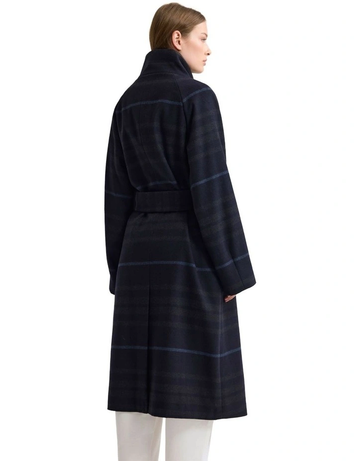 Edi Wool Funnel Collar Coat in Navy image 2