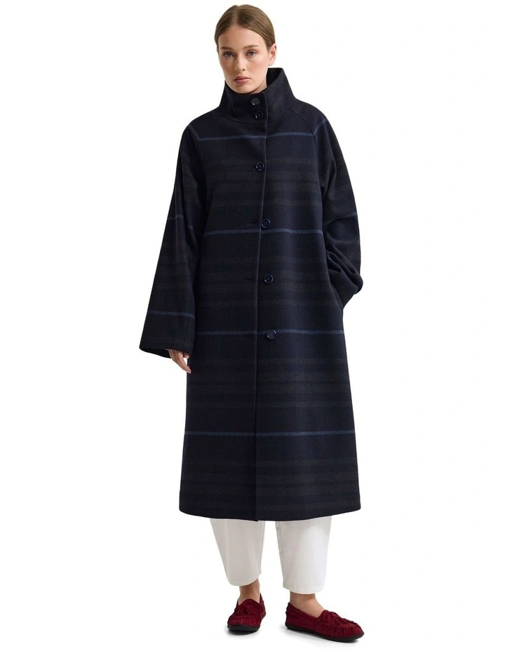 Edi Wool Funnel Collar Coat in Navy image 5