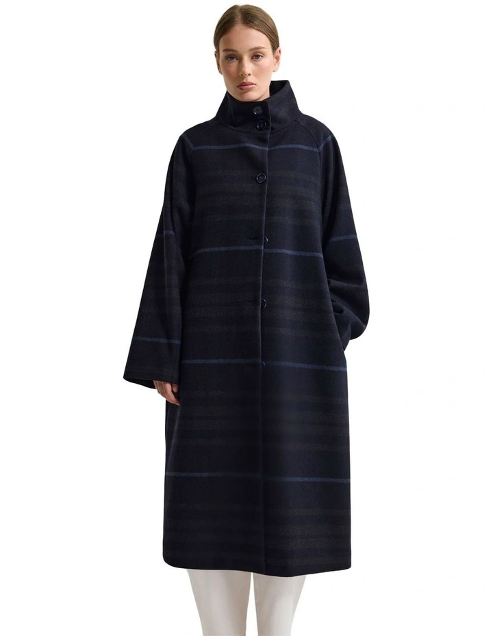 Edi Wool Funnel Collar Coat in Navy image 6