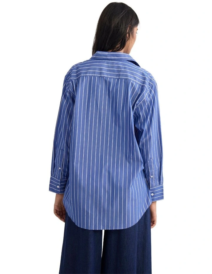 Hailey Stripe Oversized Shirt in Navy image 2
