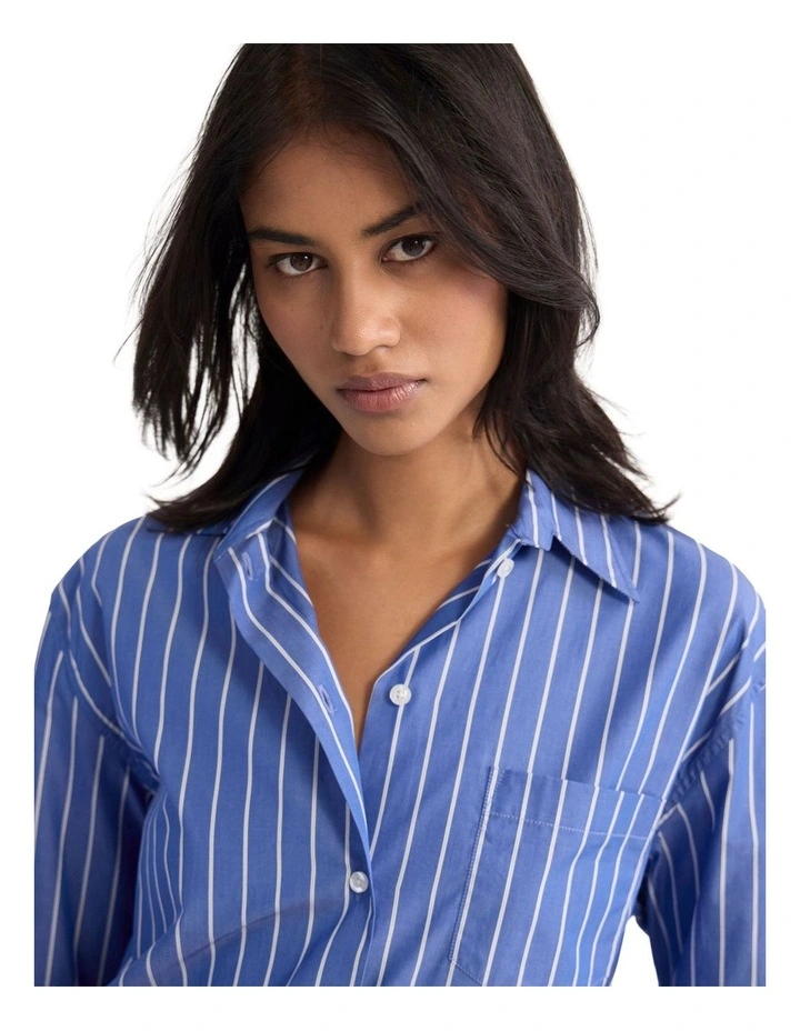 Hailey Stripe Oversized Shirt in Navy image 4