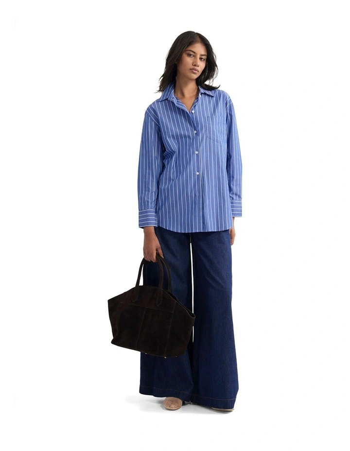 Hailey Stripe Oversized Shirt in Navy image 5