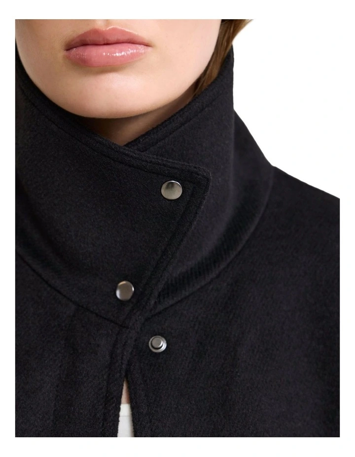 Emma Wool Blend Funnel Trim Jacket in Black image 6