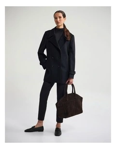 Avril Wool Pea Coat in Black