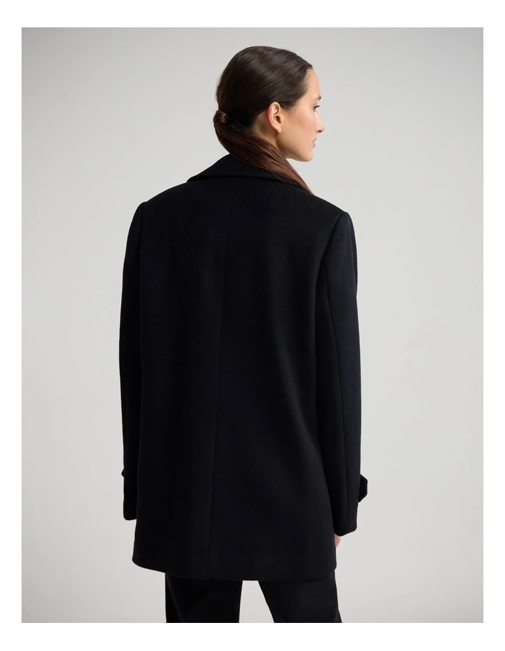 Avril Wool Pea Coat in Black image 2