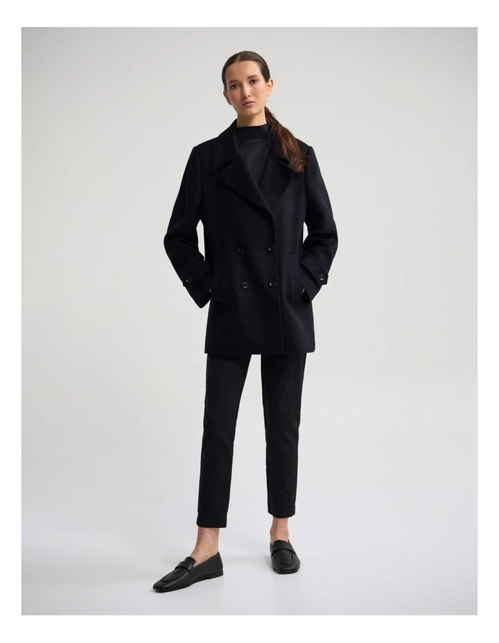 Avril Wool Pea Coat in Black image 4