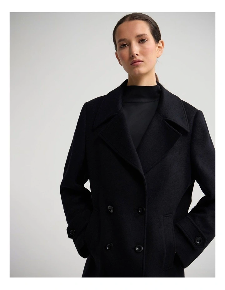 Avril Wool Pea Coat in Black image 5