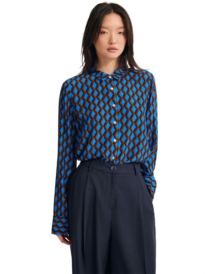 Poppy Printed Shirt in Blue image 1