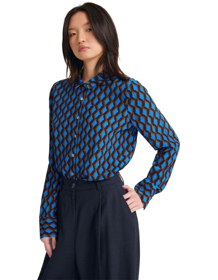 Poppy Printed Shirt in Blue image 3