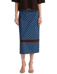Nora Stretch Midi Skirt in Multi