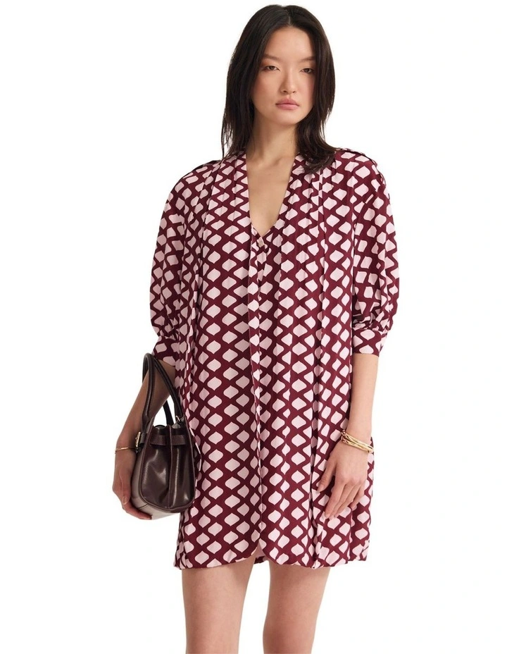 Gracie Printed Dress in Plum image 1