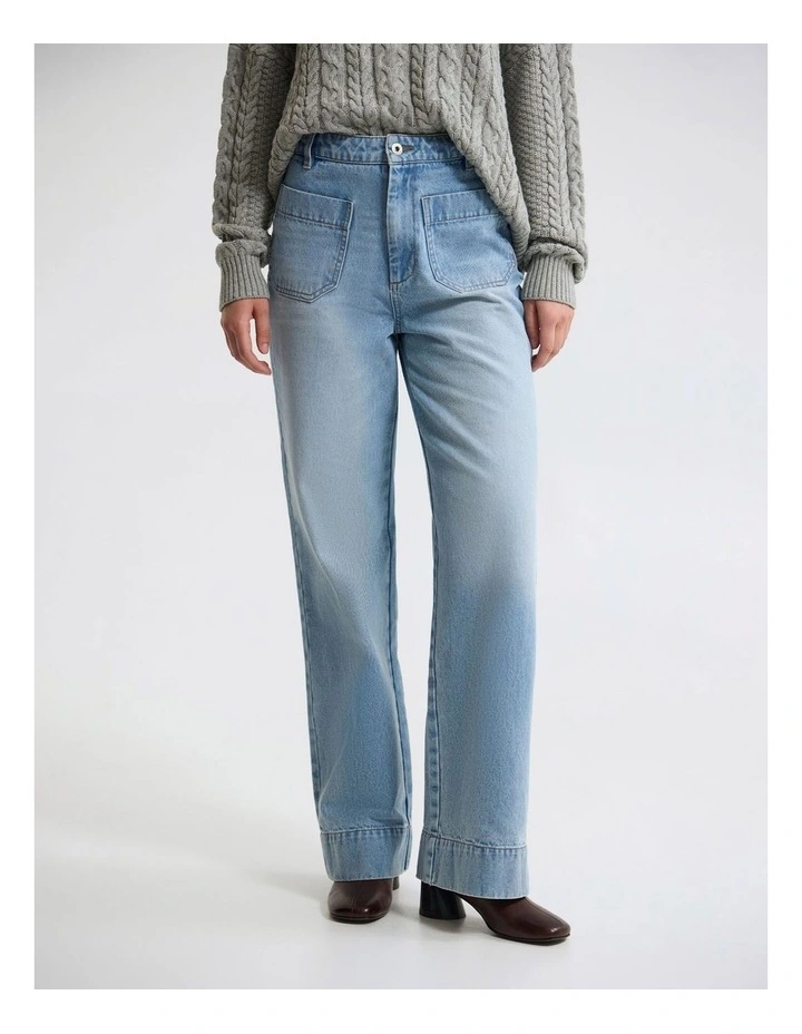Joanie Pocket Front Denim Jeans in Blue image 1