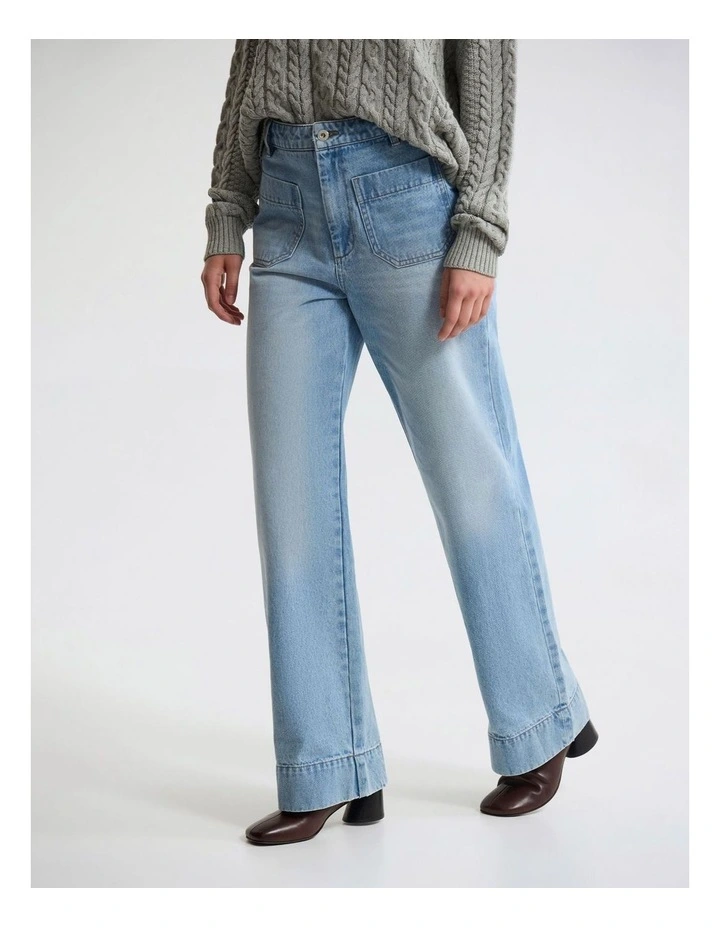 Joanie Pocket Front Denim Jeans in Blue image 3