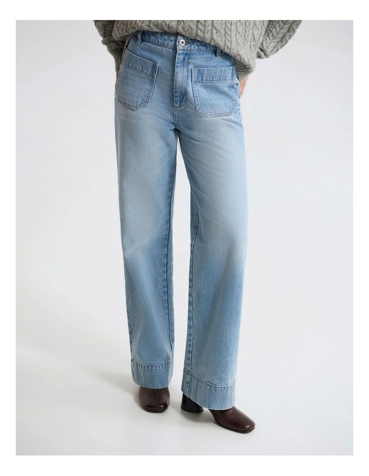 Joanie Pocket Front Denim Jeans in Blue image 4