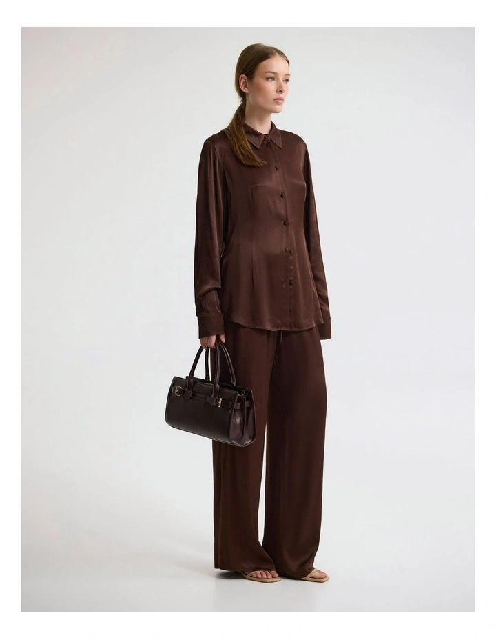 Lauren Silky Shirt in Chocolate image 3