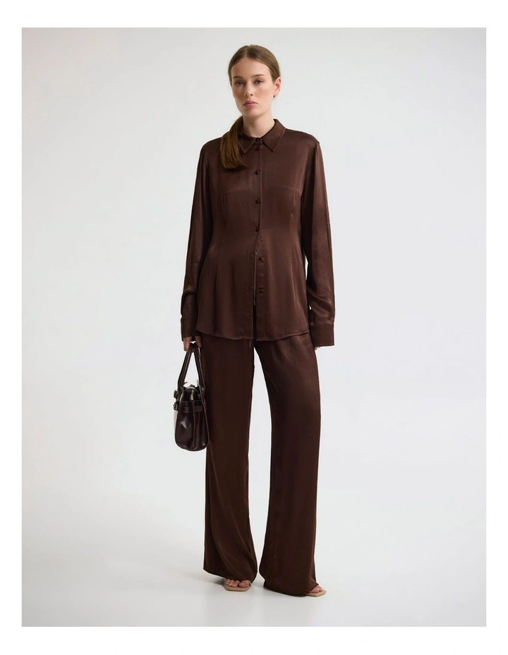 Lauren Silky Shirt in Chocolate image 4