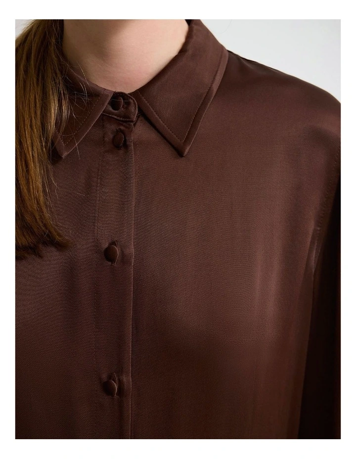 Lauren Silky Shirt in Chocolate image 5