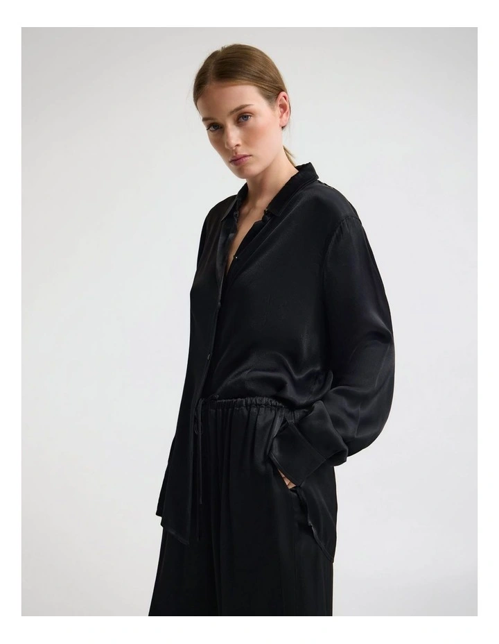 Lauren Silky Shirt in Black image 3