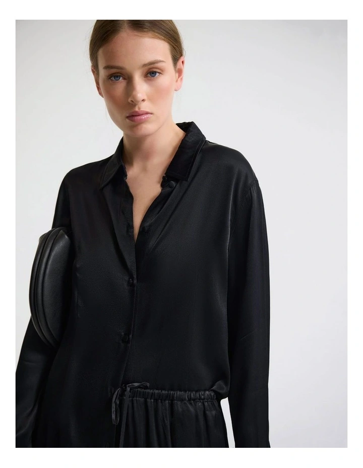 Lauren Silky Shirt in Black image 4