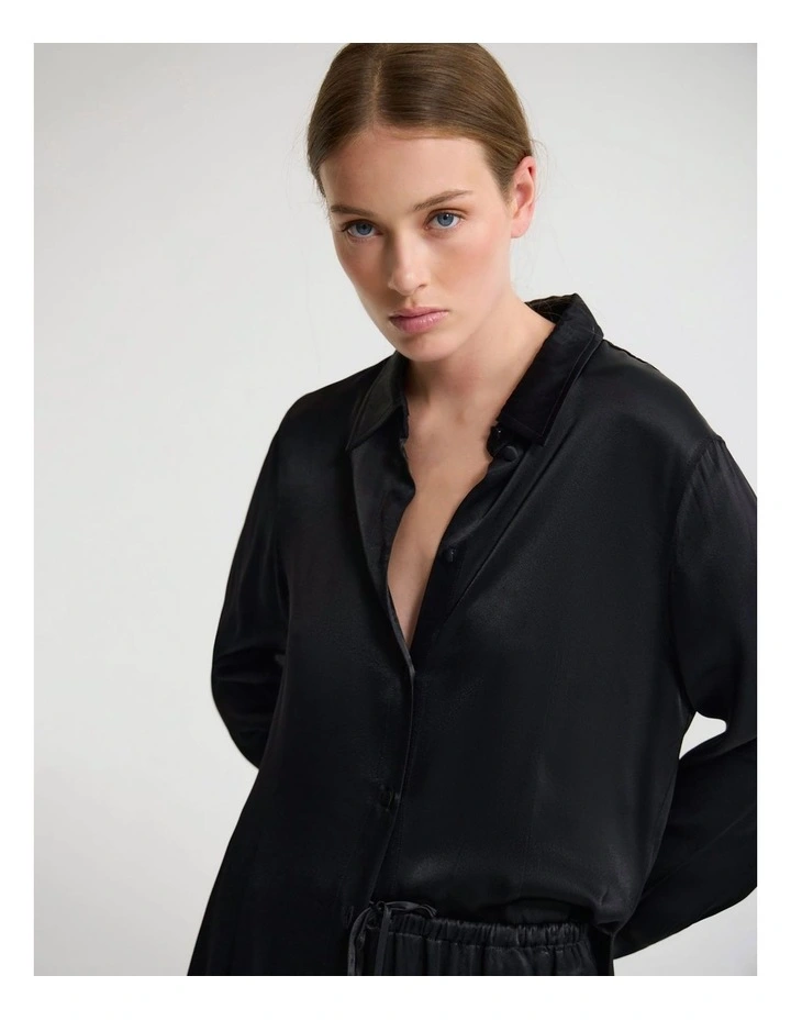 Lauren Silky Shirt in Black image 7