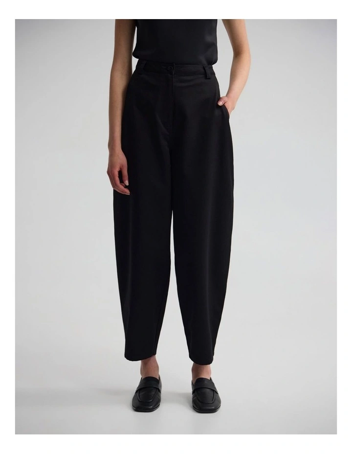 Etta Barrel Leg Cotton Pant in Black image 1