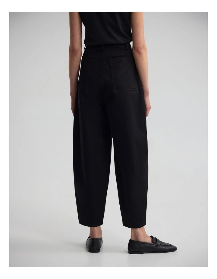 Etta Barrel Leg Cotton Pant in Black image 2