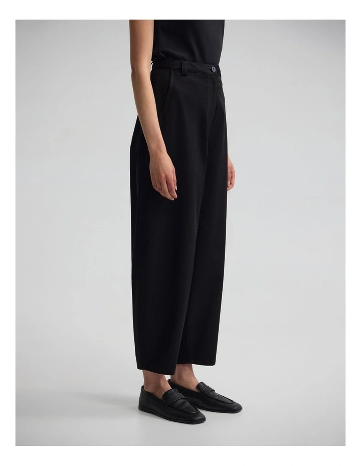 Etta Barrel Leg Cotton Pant in Black image 3