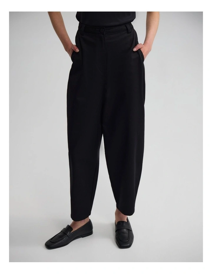 Etta Barrel Leg Cotton Pant in Black image 5