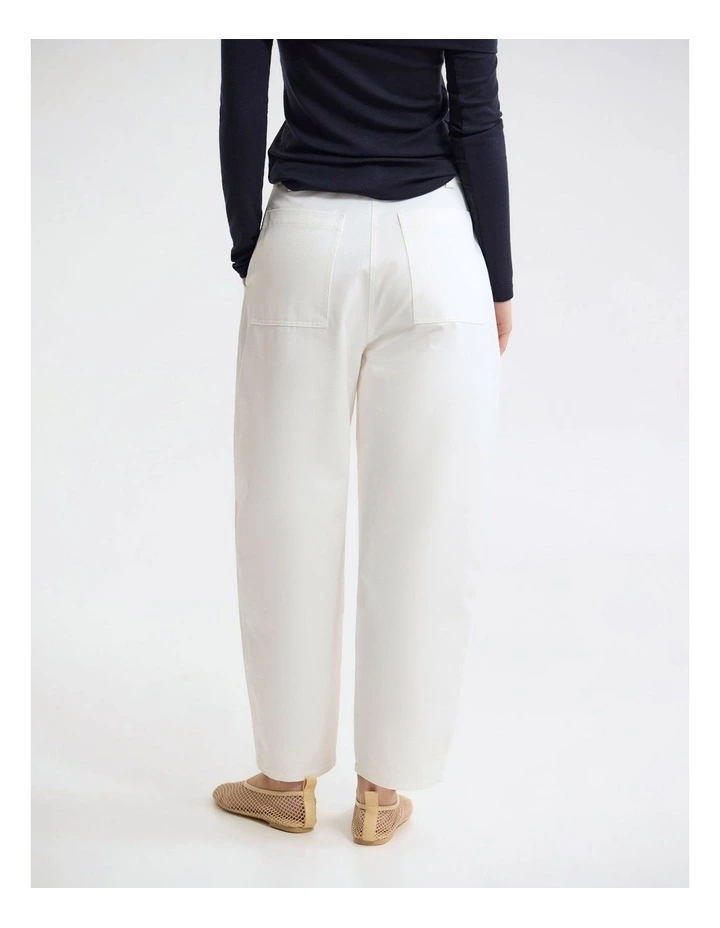 Etta Barrel Leg Cotton Pant in White image 2